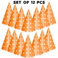 ORANGE POLKA DOT THEME BIRTHDAY CAPS ( PACK OF 10 ORANGE THEME BIRTHDAY CAPS ). 