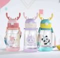 Sipper Bottle For Kids 600ml with Straws Strap & Strickers BPA Free Leakproof Children Sippers Plastic Water Bottles For Kid/Girl/Boy. 