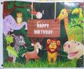 JUNGLE THEME BIRTHDAY PARTY BANNER ( 36 INCHES X 24 INCHES ). 
