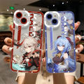 Genshin impact hutao phone case telefoon for iPhone 13Promax 13 14 12 11 pro Max mini transparent fine hole soft cover. 