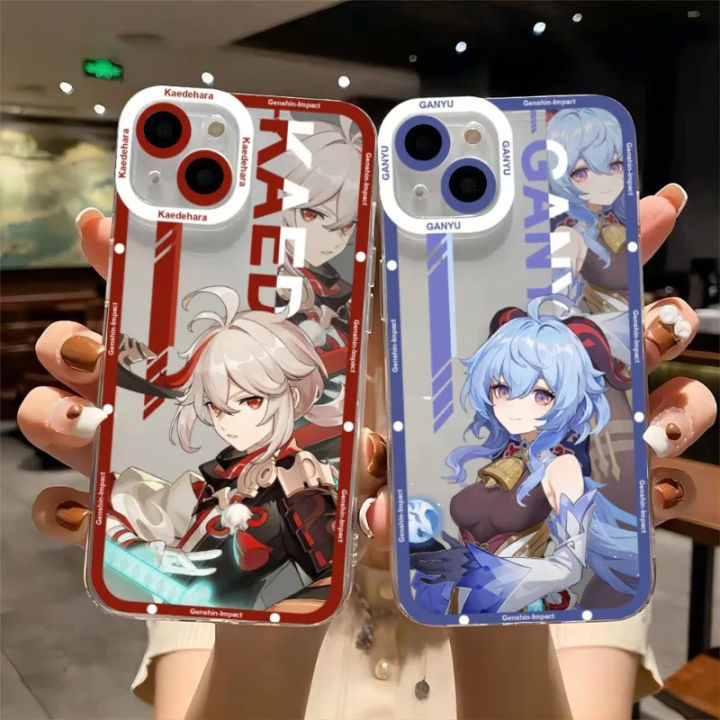 Genshin impact hutao phone case telefoon for iPhone 13Promax 13 14 12 11 pro Max mini transparent fine hole soft cover