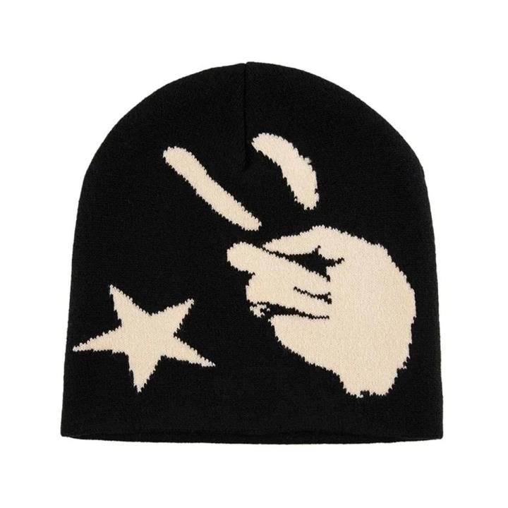 fashion jacquard printed skully beanie winter warm ski hat street Aesthetic Beanie Harajuku Knitting Hat Men Women y2k Accessory