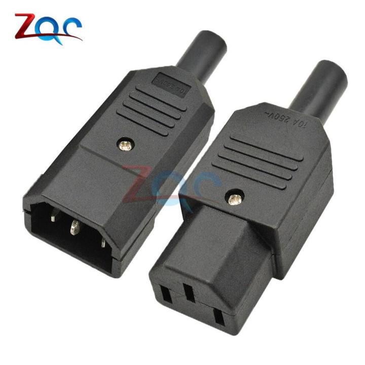 1 pair AC-013A AC 250V 10A Male and Female Power Iron Core Adapter 3 Terminals IEC320 C13 AC Power Connector 3 PIN
