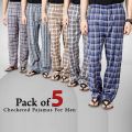 Pack Of 5 - Multicolor Checkered Cotton Pajamas For Men - Ultimate Comfort and Variety, Checkered Pajamas Comfortable wear. 