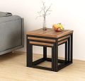 Cherry Tree Furniture CLIVE Walnut Nesting Tables Nest of 3 Tables 3-Piece End Tables 50 x 50 x 50 cm. 