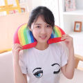 Neck Pillow Soft Texture Stuffed Rainbow U Shape Kid Pillow. 