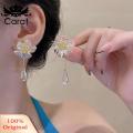 Carat Dangle Earrings Elegant Transparent Flower Dangling Earrings. 