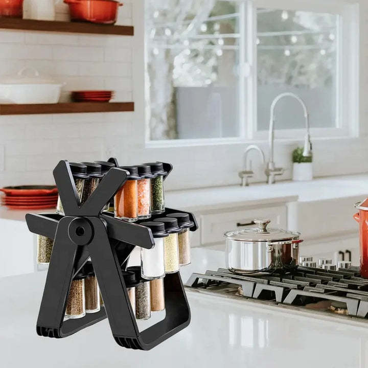 New 18 Glass Jar Rotating Spice Rack – 360° Swivel Kitchen Organizer ...