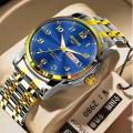 Roshnni Swiss original genuine automatic mechanical watch men's waterproof luminous calendar imported movement business steel watch. 