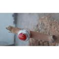 Red Coral Ring Men Pink Coral Ring Red Coral Stone For Ring Natural Marjan Stone Ring in 925 Silver. 