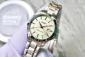 CASIO GOLDEN DIAL WITH DATE & GOLDEN & SILVER BRACELET WOMEN'S WATCH - LTP-V004SG-9AUDF. 