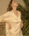 Women Shirt Dress Sexy Pajama Girl's Shirt Satin Women Tops Casual Blouse 2023 Spring Autumn Loose Mid-length White Shirt Women. 