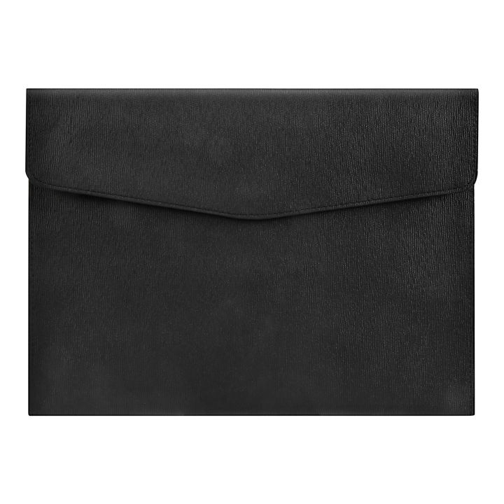 PU Leather A4 File Folder Document Holder Waterproof (Black)