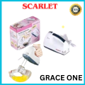 Scarlett Hand Mixer - 7 Speed Egg Beater with Chrome Beater + Dough Hook (White, 180W). 