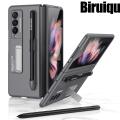 Biruiqu For Samsung Galaxy Z Fold 4 Case with S-Pen Pocket Protective Case with Built-in Magnetic Kickstand PC Shockproof Cover. 