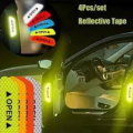 4Pcs Car Door Sticker Universal Safety Warning Mark OPEN High Reflective Tape Waterproof Motorcycle Bike Helmet Sticker Reflectors Neon Green. 