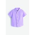 Purple Lilac Short Sleeve Linen Shirt from NEXT UK for Baby Boys aged 3 to 6 months and 18 to 24 months. 