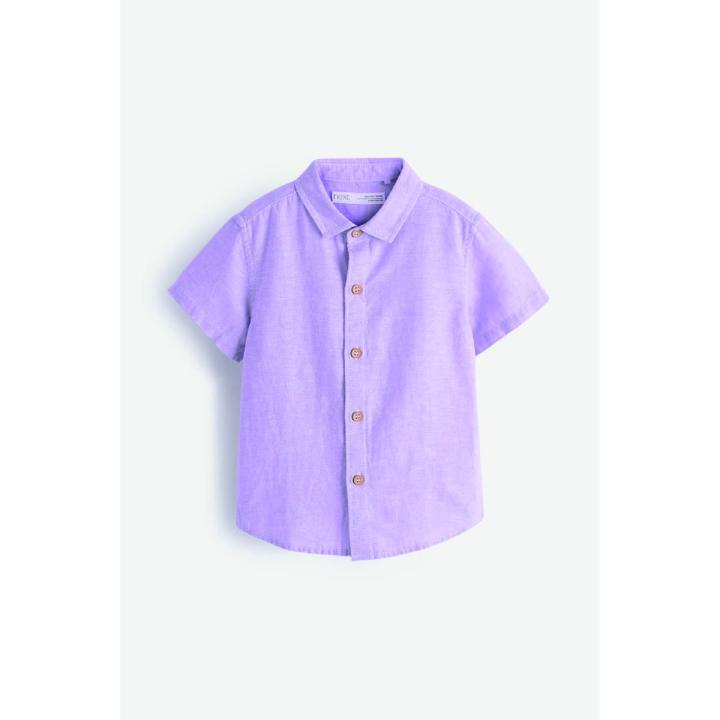 Purple Lilac Short Sleeve Linen Shirt from NEXT UK for Baby Boys aged 3 to 6 months and 18 to 24 months