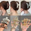 Large Shark Hair Claw Clip Vintage Korean Clips Colorful Geometric Hollow Pearl Crab Barrette Hair Accessories for Woman Girls. 
