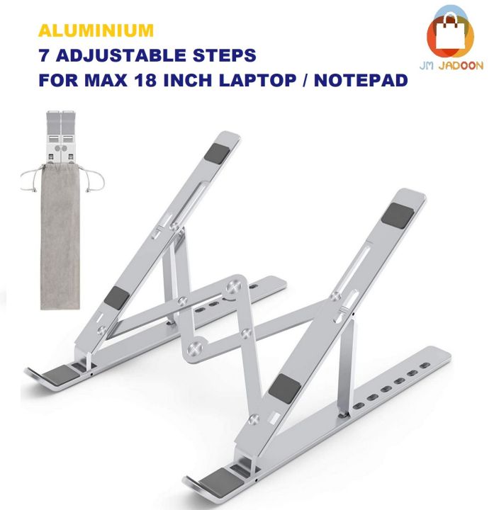 Adjustable Aluminium Laptop Stand with Dual Cooling Fans – Foldable ...