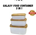 Aroni 3 in 1 Galaxy Food Container Set – Airtight, Stackable Plastic Storage Boxes (500ml + 1000ml + 1800ml) – BPA-Free, Microwave & Freezer Safe. 
