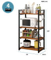 4-Tier Kitchen Rack for storage Microwave Oven and Kitchen appliance Bowl Stand. Crafted with rustproof Metal & Laminated Wooden Sheet Size 48X24X12 inch, Space saving rack. 