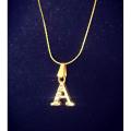 Golden Stainless  a  Alphabet Locket with Chain For Girls & Boyes. 