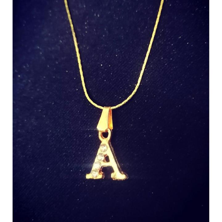Golden Stainless  a  Alphabet Locket with Chain For Girls & Boyes