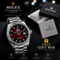 Luxury Men's Stainless Steel Watch | Rolex Design Waterproof Quartz Analog Wrist Watch with Stylish Box | Elegant Chronograph Style Bracelet Chain with Date Display | Premium Business Casual Male Fashion Dress Timepiece | Gents Men Boys Anniversary Gift. 
