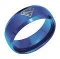 Blue Titanium Superman Logo Ring For Men And Boys(Unisex). 