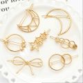 Pack of 2 Hair Clip Pin Barrette Girls Headwear Metal Geometric Alloy Moon Circle Hairgrip Fashion Woman Hair Accessories. 