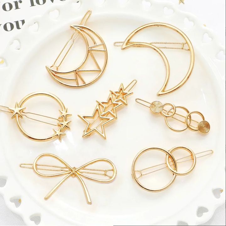 Pack%20of%202%20Hair%20Clip%20Pin%20Barrette%20Girls%20Headwear%20Metal%20Geometric%20Alloy%20Moon%20Circle%20Hairgrip%20Fashion%20Woman%20Hair%20Accessories%20-%20Image%204