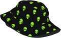 Alien Cool Black Green Print Bucket Hat Fisherman Fishing Sun Cap for Adult Women Men Girl Boy Unisex. 