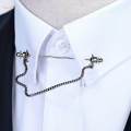 Fashion Mens Shirt Collar Bar Pin with Chain Suit Decor Necktie Tie Clips Badges Brooch Pin Collar. 