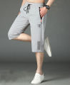 Men's Casual Zipper Pockets Straight Leg Loose Fit Active Shorts Grey. 