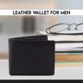 Wallet Genuine Leather Slim Single Fold Bifold for Men with Small Pouch. 