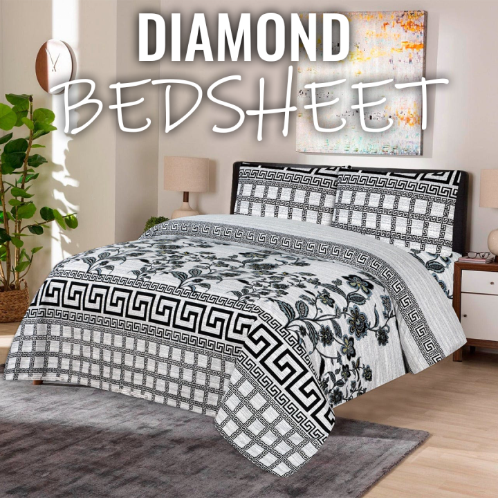 Diamond King Size Bed Sheet 3 Piece Washable Bedsheet Of Best Quality.