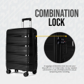 JEEM TRAVEL  ( Medium ) Piece Hardside Luggage Set – Lightweight Hard Shell Spinner Suitcases with Telescopic Handle & 360° Wheels (Black). 