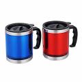 High Quality Stainless Steel Insulated Travel Mug Double Wall Plastic Coffee Mug with Lid and Ergonomic Anti-Slip Handle - Hot Remains Hot and Cold Remains Cold - Stainless Steel Tea Mug Office. 