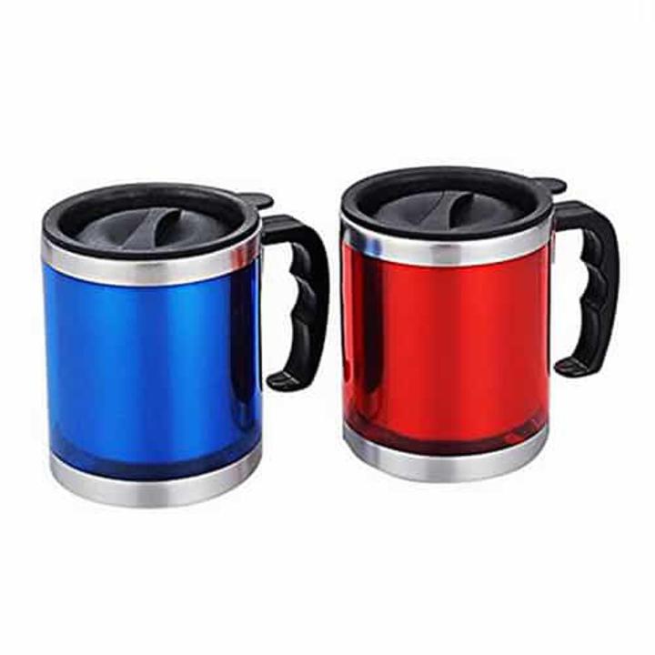 High Quality Stainless Steel Insulated Travel Mug Double Wall Plastic Coffee Mug with Lid and Ergonomic Anti-Slip Handle - Hot Remains Hot and Cold Remains Cold - Stainless Steel Tea Mug Office