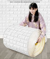 2 metre 3D Soft Foam Brick Wallpaper Sticker Roll DIY Self Adhesive Living Room Home Kitchen Bathroom Decorative Wall Paper. 