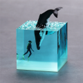 D- Humpback Whale Diver Cube Ornament Resin Whale Home Birthday Gift Ornament Marine Resin Decoration. 