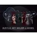 Acrylic Key Shaped Key Ring Holder 6 Holes. 