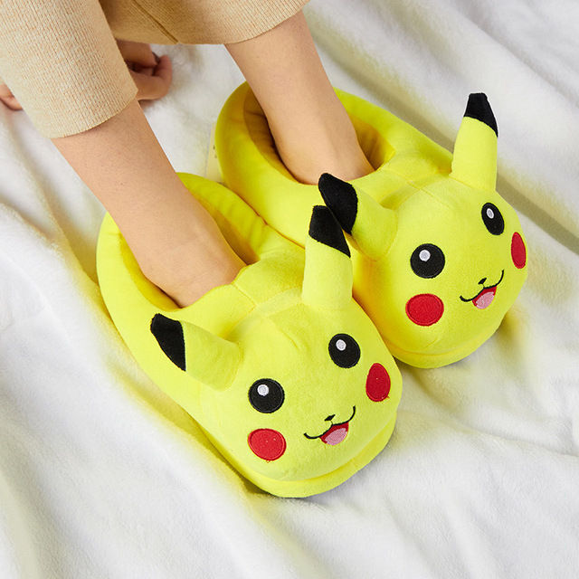 20cm Takara Tomy Kawaii Pokemon Pikachu Plush Slippers Indoor Warm Winter Shoes Birthday Gifts For Kids Children Girls