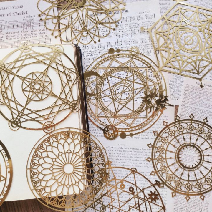 10pcs Astrolabe Material Paper Magic circle Junk Journal Planner Sticker Scrapbooking Vintage Decorative DIY Craft Photo Albums
