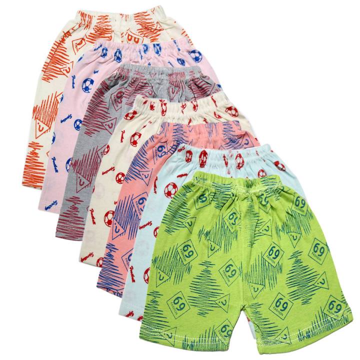 Pack Of 3 Random Colors  and Printed Summer Cotton Jersey Shorts For Boys and For  Girls