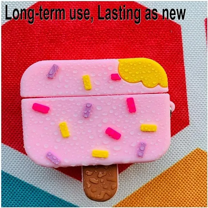 High Quality Soft Silicone Pink Ice Cream AirPods Pro Case Cover