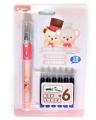 Teddy Bear Cartridge Fountain Pen with 6 ink Cartridges. 