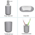 4 Pcs Plastic Bathroom Accessory Set,with Toothbrush Cup(Grey). 