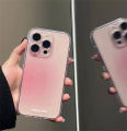 Luxury transparent pink powder silicone phone case for iPhone 13 12 11 14 15 Pro Max XR x 7 8 plus gradient clear soft TPU cover. 